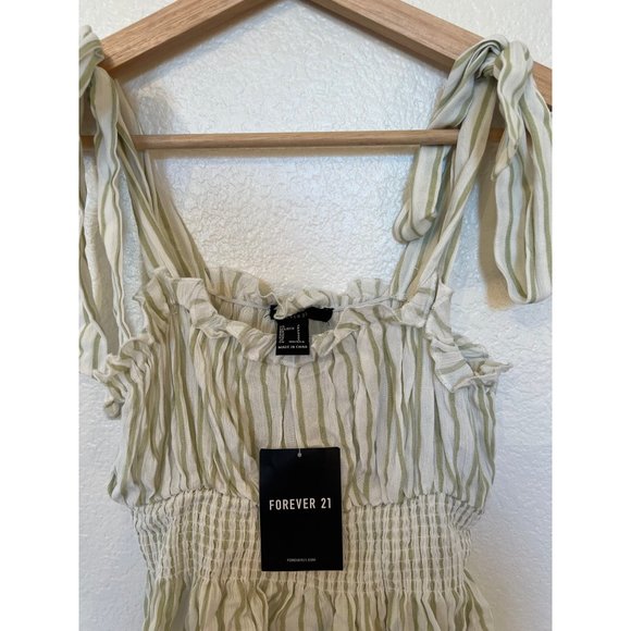 Forever 21 Green Blouse Tank Top Size Small Sleeveless Women's Striped Womens NW - Picture 2 of 3